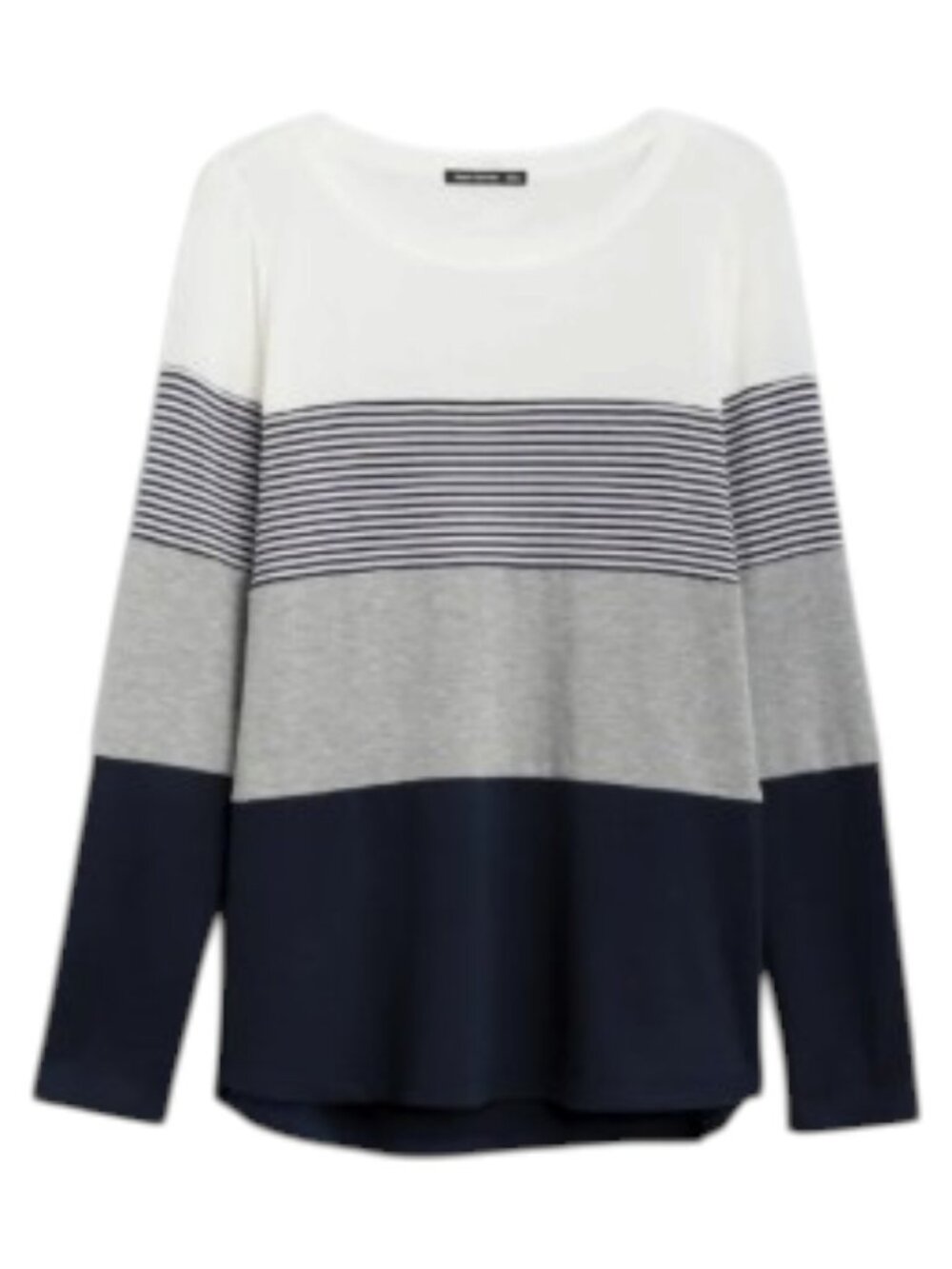 Pink Clover | Navy & White Stripped Emery ColorBlock Long Sleeve Knit Top | XL